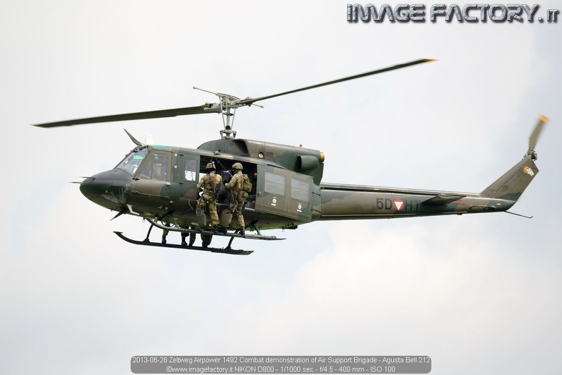 2013-06-28 Zeltweg Airpower 1492 Combat demonstration of Air Support Brigade - Agusta Bell 212.jpg